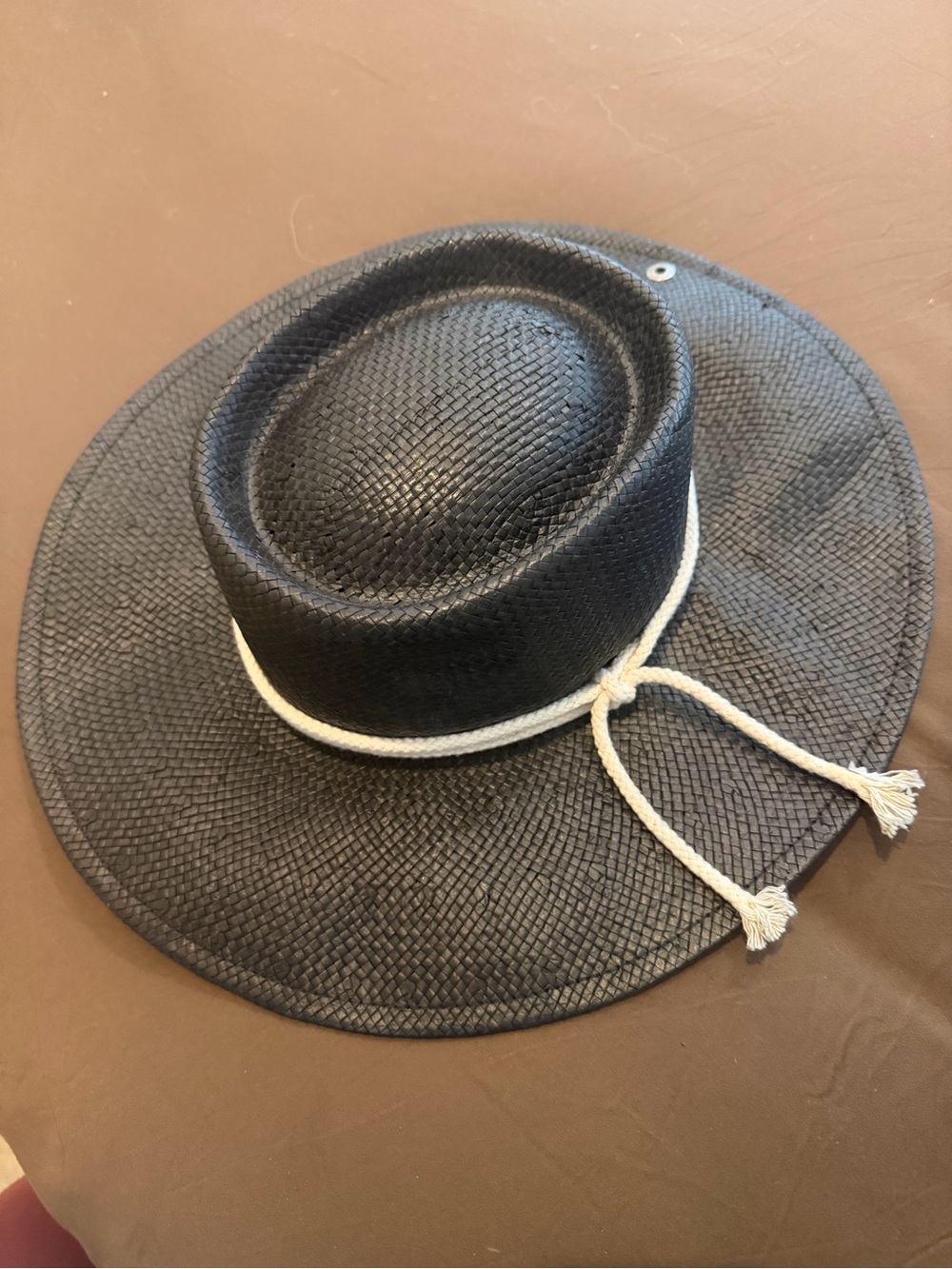 Peter Grimm Black Straw Boater Hat